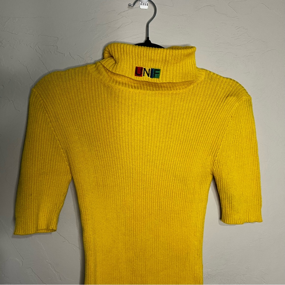 UNIF Vibrant Yellow Ribbed‎ Knit Fitted Mini Dress - Picture 5 of 10